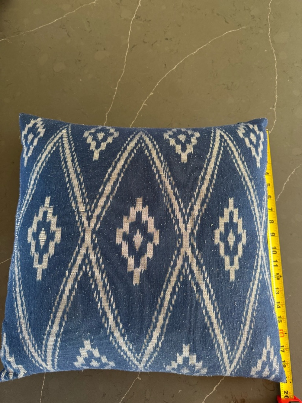 John Robshaw Indigo Blue Geometric Accent Pillow Cover - 20” x 20”